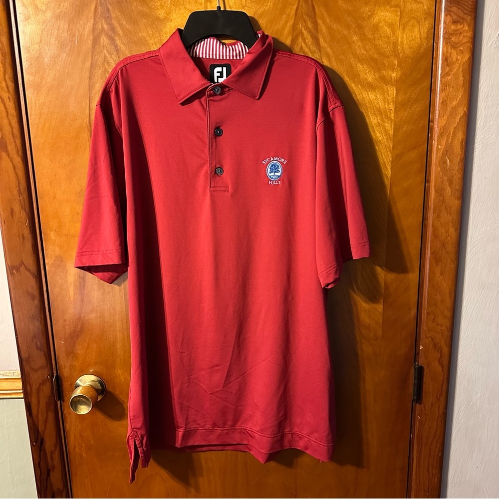 FootJoy Crimson Red Short-Sleeve Golf Polo with Chest Emblem